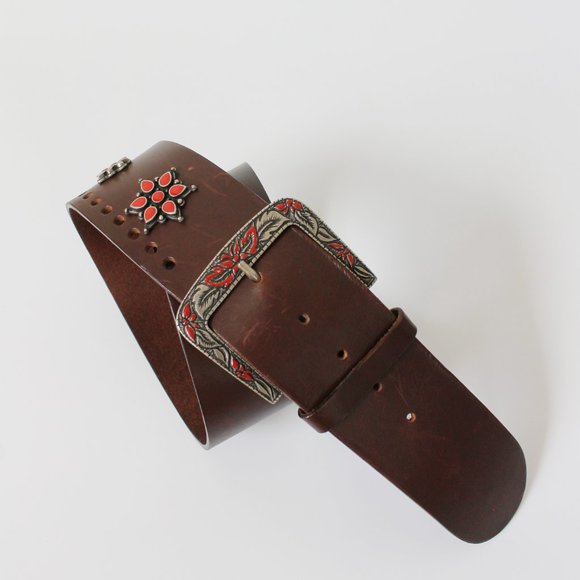 90's Vintage Albatros Genuine Italian Leather Western Belt M / 38" - Picture 4 of 4